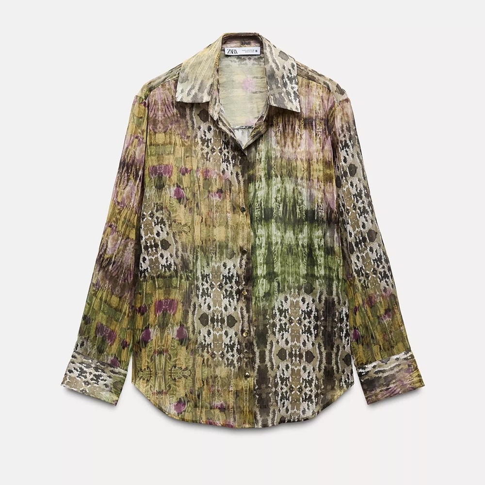 Zara printed shirt with metallic thread